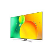 LG 43 colių NanoCell 4K televizorius su procesoriumi ir Dolby Atmos, 30 laipsnių vaizdas iš šono su užpildančiu vaizdu, 43NANO783QA, thumbnail 3