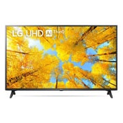 LG 65 colių UHD 4K televizorius 65UQ7500, LG UHD televizoriaus vaizdas iš priekio su papildomu vaizdu ir gaminio logotipu, 65UQ75003LF, thumbnail 1