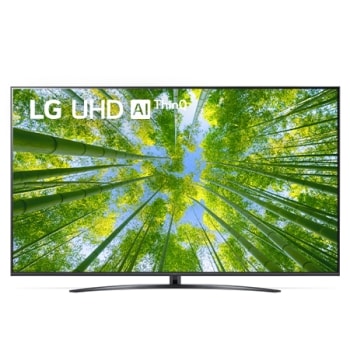 LG UHD televizoriaus vaizdas iš priekio su papildomu vaizdu ir gaminio logotipu1