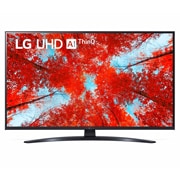 LG 43 colių UHD 4K televizorius 43UQ9100, LG UHD televizoriaus vaizdas iš priekio su papildomu vaizdu ir gaminio logotipu, 43UQ91003LA, thumbnail 1