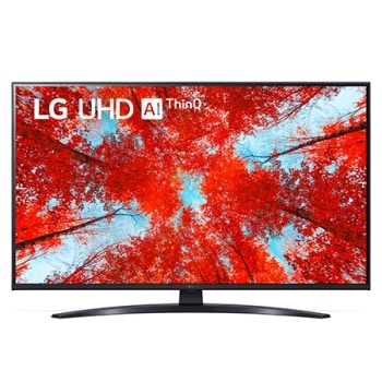LG UHD televizoriaus vaizdas iš priekio su papildomu vaizdu ir gaminio logotipu1