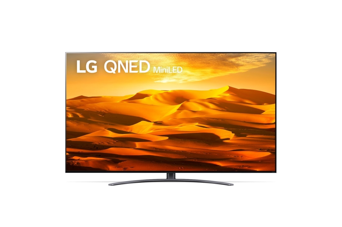 LG 75 colių QNED 8K televizorius, LG QNED televizoriaus vaizdas iš priekio su papildomu vaizdu ir gaminio logotipu, 75QNED913QA