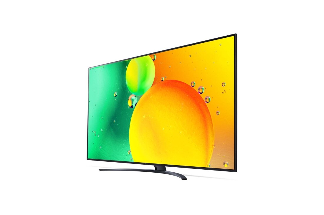LG 86 colių NanoCell 4K televizorius su procesoriumi , 30 laipsnių vaizdas iš šono su užpildančiu vaizdu, 86NANO763QA, thumbnail 3