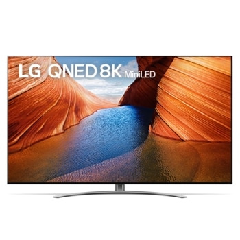 LG QNED televizoriaus vaizdas iš priekio su papildomu vaizdu ir gaminio logotipu1