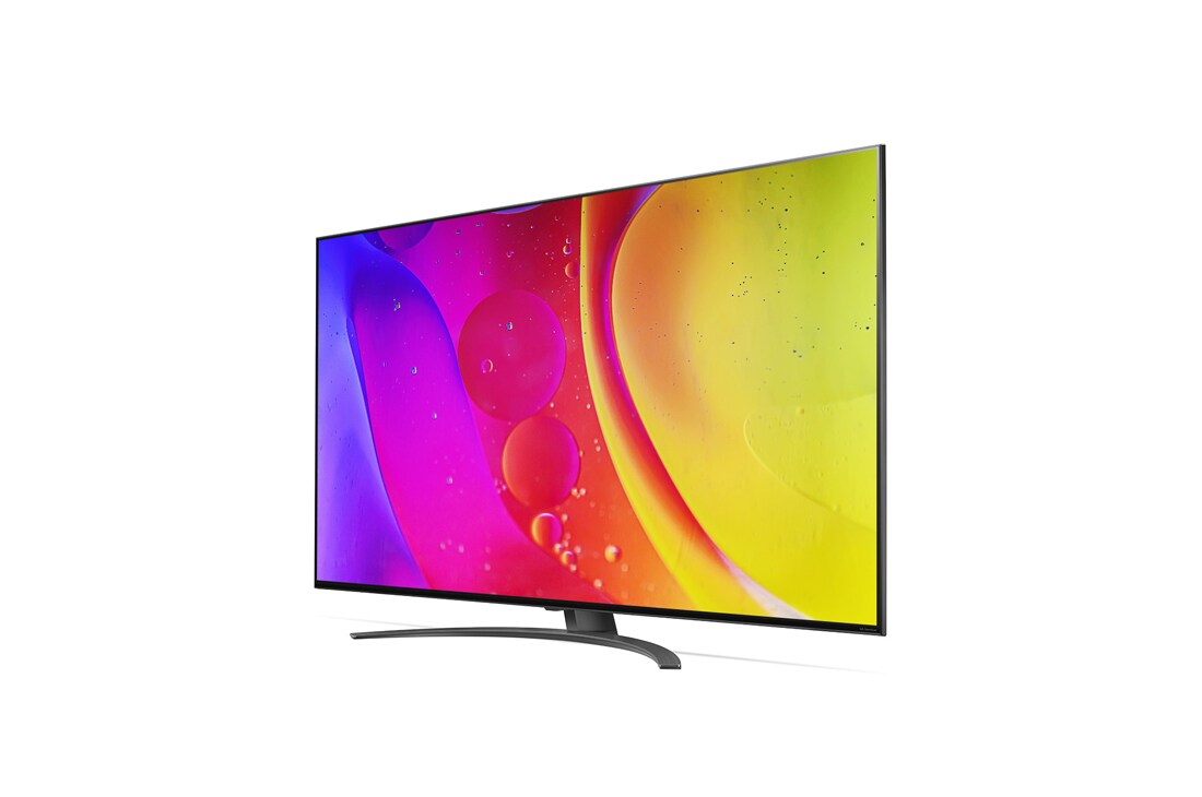 LG 50 colių NanoCell 4K televizorius su procesoriumi ir Dolby Atmos, 30 laipsnių vaizdas iš šono su užpildančiu vaizdu, 50NANO823QB, thumbnail 3