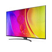 LG 65 colių NanoCell 4K televizorius su α5 procesoriumi ir Dolby Atmos, 30 laipsnių vaizdas iš šono su užpildančiu vaizdu, 65NANO823QB, thumbnail 3