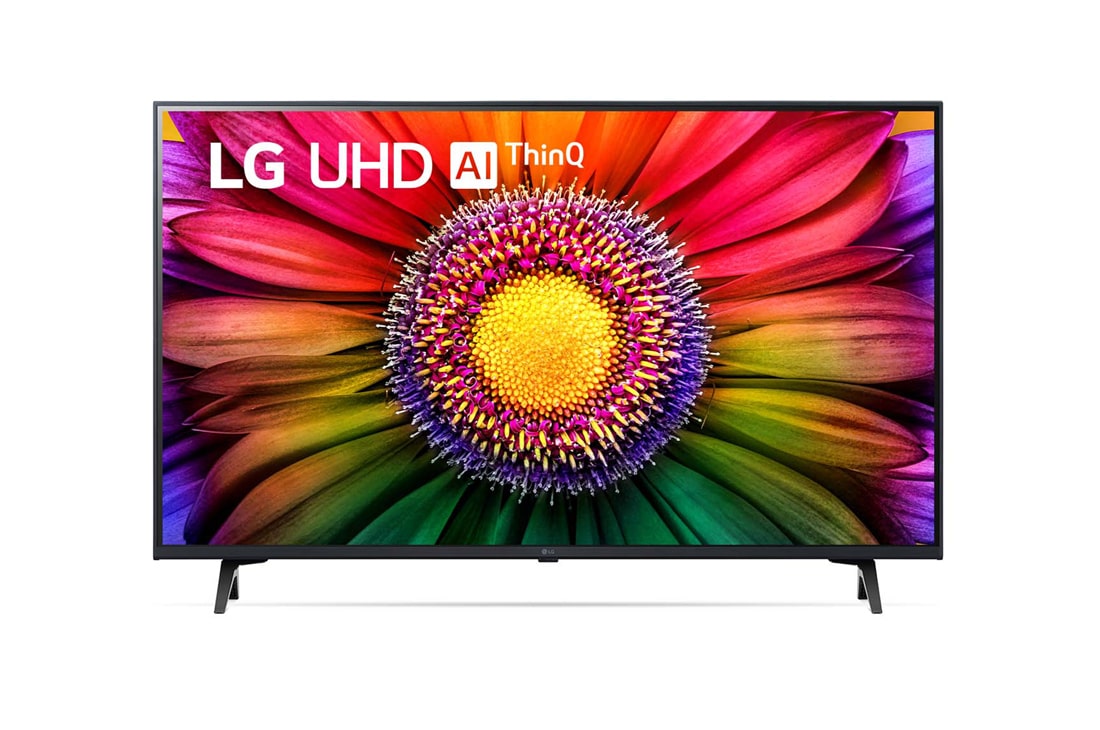 LG UHD UR80 43 colių 4K išmanusis televizorius, 2023 m., LG UHD TV vaizdas iš priekio, 43UR80003LJ