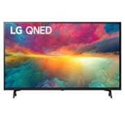 LG 43 colių LG QNED QNED75 4K Smart TV 43QNED75, LG QNED televizoriaus vaizdas iš priekio su papildomu vaizdu ir gaminio logotipu, 43QNED753RA, thumbnail 1