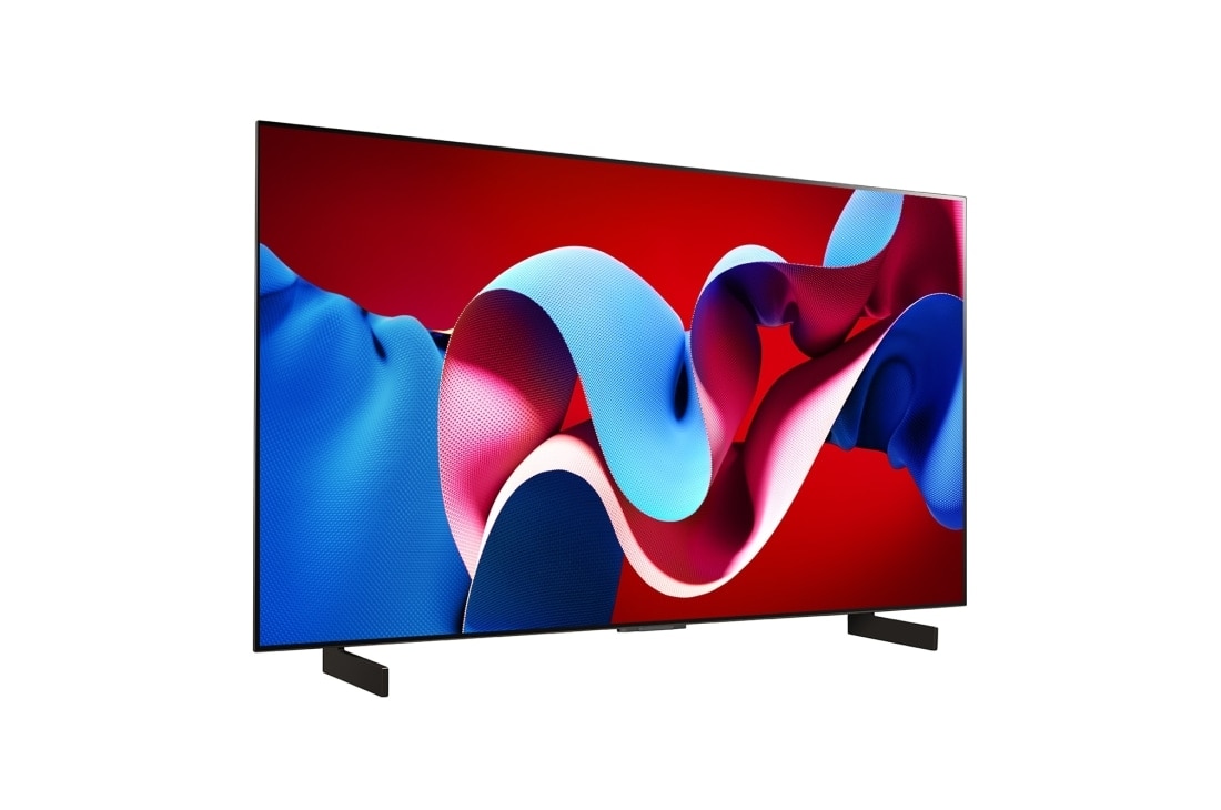LG 42 colių LG OLED evo AI C4 4K išmanusis TV OLED42C4 WebOS24 2024, Prie sienos pritvirtinto LG OLED evo televizorius, pakreiptas šoninis vaizdas iš dešinės pusės, OLED42C42LA, thumbnail 6