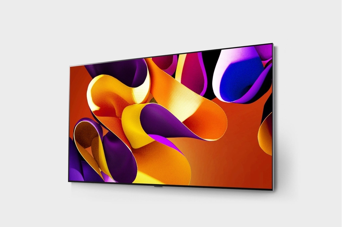 LG 97 colių LG OLED evo AI G4 4K išmanusis TV OLED97G4 WebOS24 2024, Prie sienos pritvirtinto LG OLED evo TV pakreiptas šoninis vaizdas iš dešinės pusės, OLED97G42LW, thumbnail 3