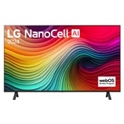 LG 43 colių LG NanoCell AI 4K išmanusis TV NANO82 WebOS24 2024, LG NanoCell TV vaizdas iš priekio, NANO82 su tekstu LG NanoCell, 2024, ir „webOS Re:New Program“ logotipas ekrane, 43NANO82T3B, thumbnail 1