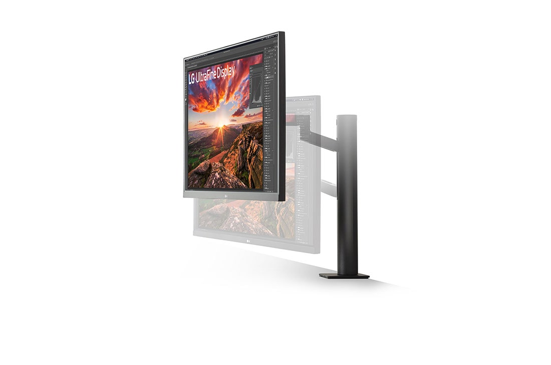 LG 31,5“ UHD 4K Ergo IPS monitorius su USB-C, perspective view with monitor height adjusted upward, 32UN880K-B, thumbnail 4