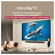 LG 43 colių LG QNED AI 4K išmanusis TV QNED84 2025, Prieš ir po palyginimas, kaip LG 4K Super Upscaling pagerina vaizdo kokybę. Du plokštieji ekranai, kuriuose matomas tas pats vaizdas – ant šakos miške sėdintis spalvingas paukštis, dešinysis ekranas i, 43QNED84A3C, thumbnail 8