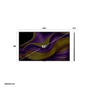 LG 55 colių LG OLED evo AI G5 4K išmanusis TV OLED55G5 2025, Išmaniojo TV LG OLED evo AI G5 4K vaizdas iš priekio ir šono, nurodant jo ilgį, plotį, aukštį ir gylį., OLED55G51LW, thumbnail 4