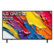 LG 50 colių LG QNED AI 4K išmanusis TV QNED84 2025, LG QNED82 TV vaizdas iš priekio, LG QNED Al logotipas viršutiniame kampe. LG QNED TV atvaizduojamos spalvingos dažus primenančios tekstūros., 50QNED84A3C, thumbnail 1