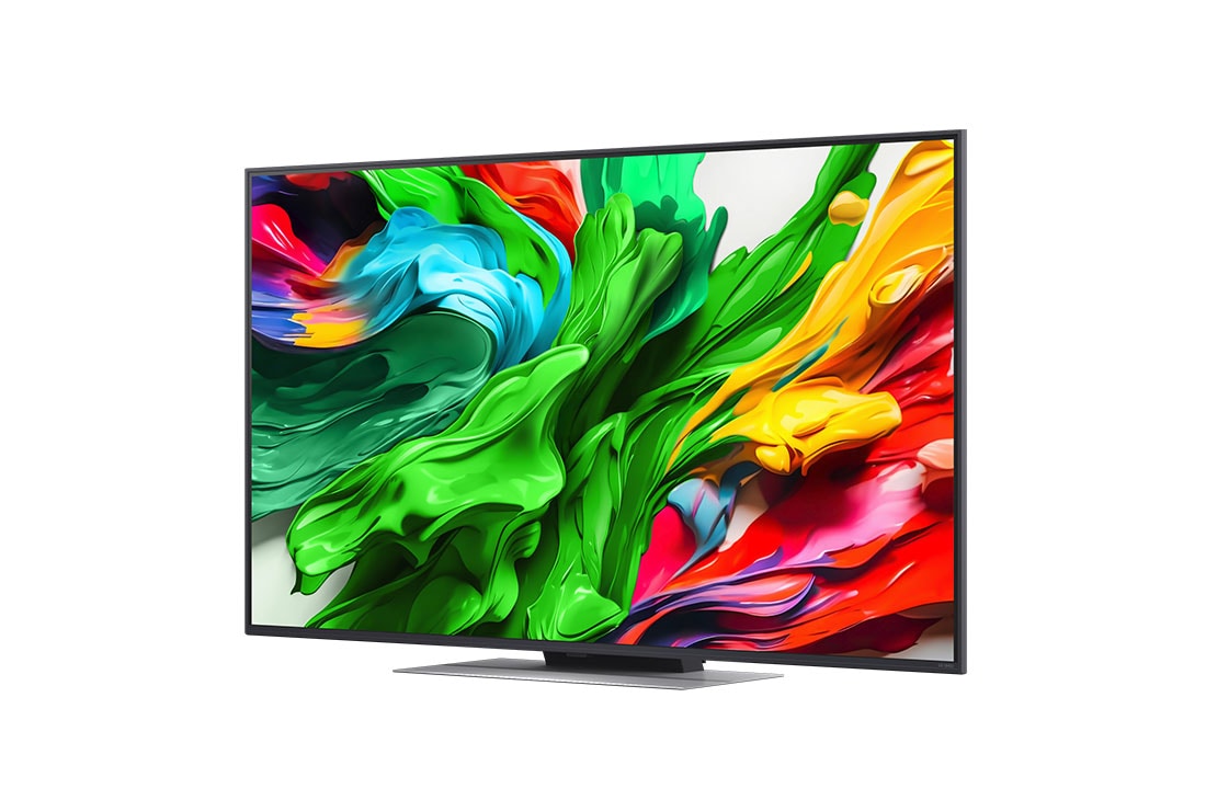 LG 55 colių LG QNED evo AI MiniLED 4K išmanusis TV QNED87 2025, Televizoriaus „LG QNED evo QNED85 TV“ šoninis vaizdas iš dešinės šiek tiek kampu, 55QNED87A3B, thumbnail 2