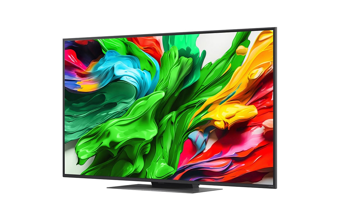 LG 55 colių LG QNED evo AI MiniLED 4K išmanusis TV QNED86 2025, Televizoriaus „LG QNED evo QNED85 TV“ šoninis vaizdas iš dešinės šiek tiek kampu, 55QNED86A3A, thumbnail 2
