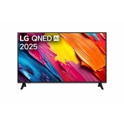 LG 43 colių LG QNED AI 4K išmanusis TV QNED70 2025, LG QNED70 TV vaizdas iš priekio, LG QNED Al logotipas viršutiniame kampe. LG QNED TV atvaizduojamos spalvingos dažus primenančios tekstūros., 43QNED70A6A, thumbnail 1