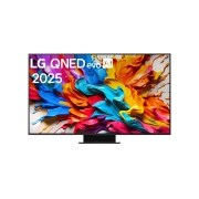 LG Belaidis 86 colių LG QNED evo AI QNED9M MiniLED su 4K vaizdo ir garso perdavimu, „LG QNED evo AI QNED9M TV“ vaizdas iš priekio. „LG QNED evo AI“ logotipas priešingam kampe. Televizoriuje „LG QNED evo TV“ atvaizduojamos spalvingos dažus primenančios tekstūros. „Zero Connect Box“ ka, 86QNED9MA3B, thumbnail 1
