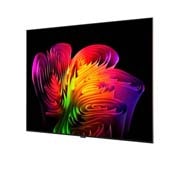 LG 77 col. Wallpaper TV LG OLED evo AI W6 4K išmanusis TV 2026 su bevieliu vaizdo ir garso perdavimu, LG OLED evo AI W6 Wallpaper TV su „Flush Fit“ ir „Zero Gap“ funkcijomis pritvirtintas lygiai be tarpų, pateiktas keliais kampiniais vaizdais, išryškinančiais ploną šoninį profilį, aukštą vaizdo kokybę, OLED77W69LA, thumbnail 5