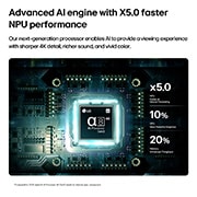 LG 32 colių LG StanbyME 2 Max LX6 mobilus ekranas, „LG StanbyME 2 Max LX6“ kilnojamojo ekrano „alpha 8 AI 4K Gen3“ procesorius šviečia mėlyna šviesa ant plokštės, pabrėžiant AI apdorojimo našumą su iki 5,0 kartų greitesniu NPU, 10 % greitesniu GPU ir , 32LX6BPGA, thumbnail 8