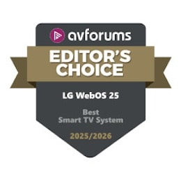 „AVForums Editor’s Choice“ ženklelis – geriausiai įvertinta išmaniosios TV sistema aštuonis&nbsp;metus iš eilės, įskaitant 2025/26.