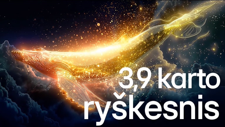 „LG OLED evo AI G6“ su „Brightness Booster“ rodo tamsią sceną, kurioje ryškiai apšviestas povas skleidžia spindinčių plunksnų vėduoklę, perteikdamas ryškesnes šviesas su patobulintomis detalėmis ir įspūdingu kontrastu.