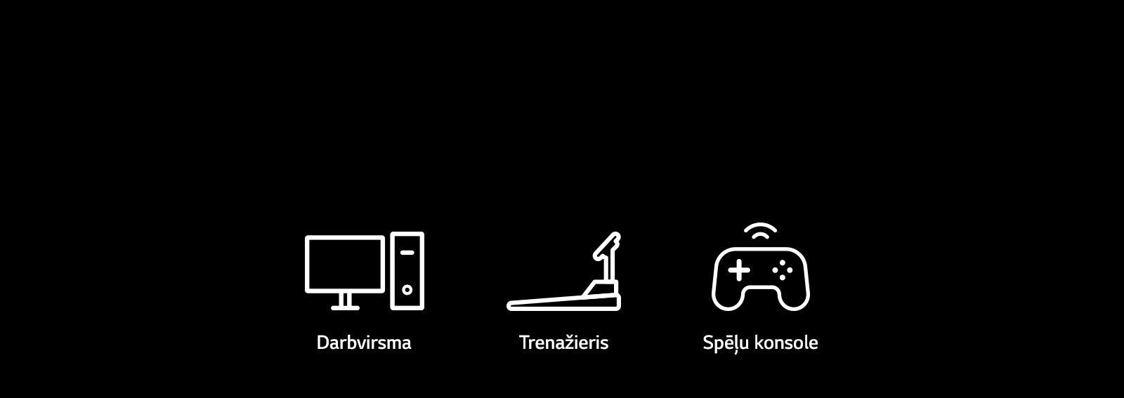 Datora, trenažiera un spēļu konsoles piktogrammas ilustrē ierīces, kurās var izmantot Plug & Wireless funkciju.