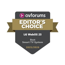 AVForums Editor’s Choice norāde par labāko viedo TV sistēmu 8 gadus pēc kārtas, ieskaitot 2025./26. gadu