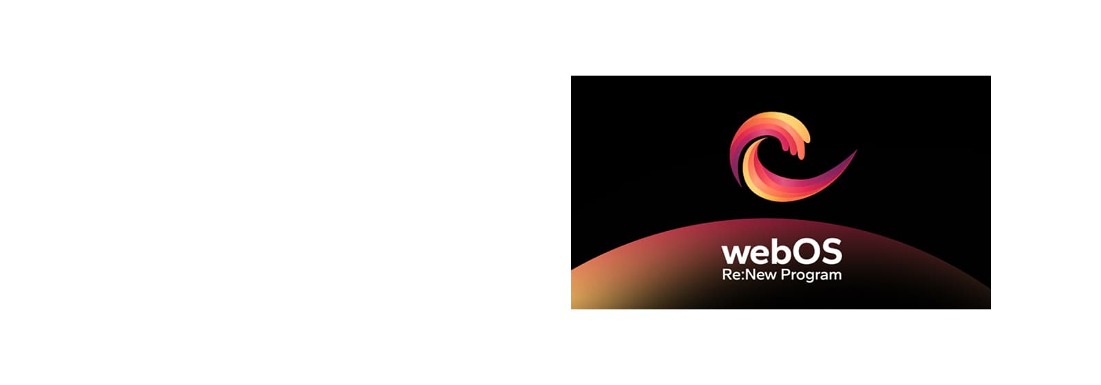 webOS Re:New programmas logotips redzams uz tumša fona.	