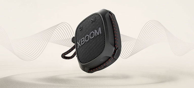 Skaņas viļņi no klusa skaļuma līmeņa uzlabotā algoritma LG XBOOM Go XG2T.