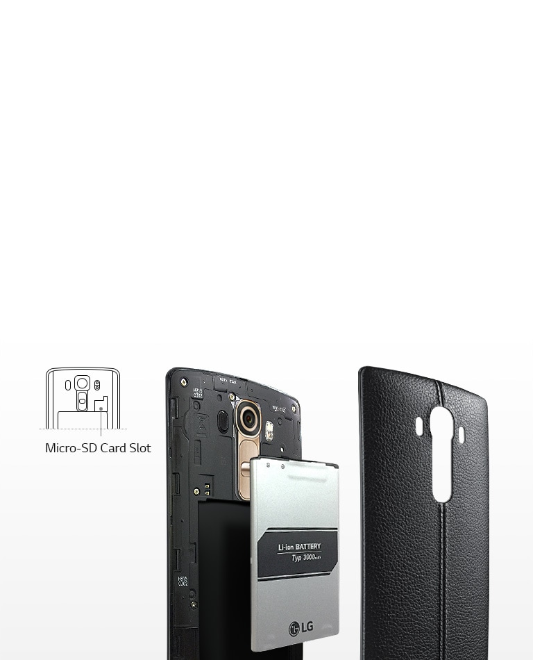 Noņemams 3000 mAh akumulators un Micro-SD kartes slots 