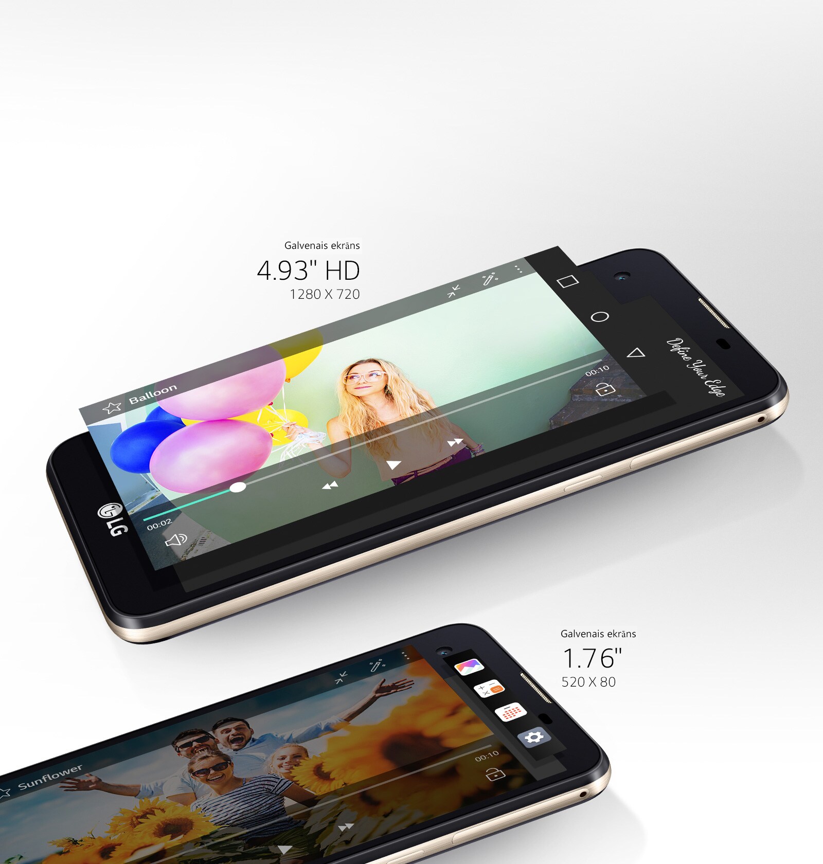 4,93 Collu HD In-cell skārienjutīgs displejs ar 1,76 collu otro ekrānu