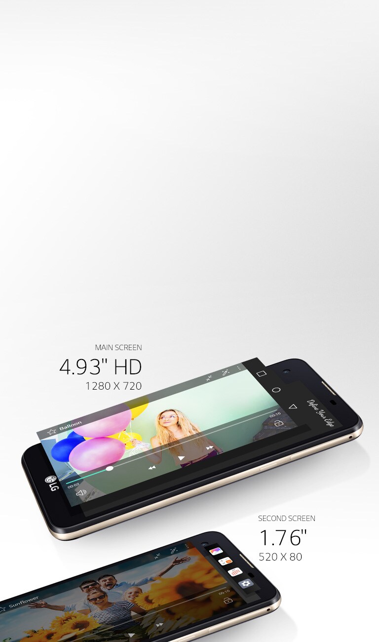 4,93 Collu HD In-cell skārienjutīgs displejs ar 1,76 collu otro ekrānu
