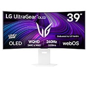 LG UltraGear™ 39 collu OLED 240Hz WQHD izliektais viedais monitors spēlēm | webOS, 0.03ms (GtG), 240Hz, DisplayHDR True Black 400, skats no priekšpuses, 39GX90SA-W, thumbnail 1