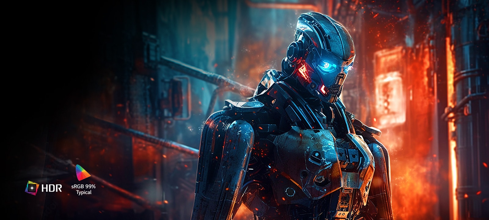 Augstas kvalitātes krāsu robotattēli ar sRGB 99% un HDR10.