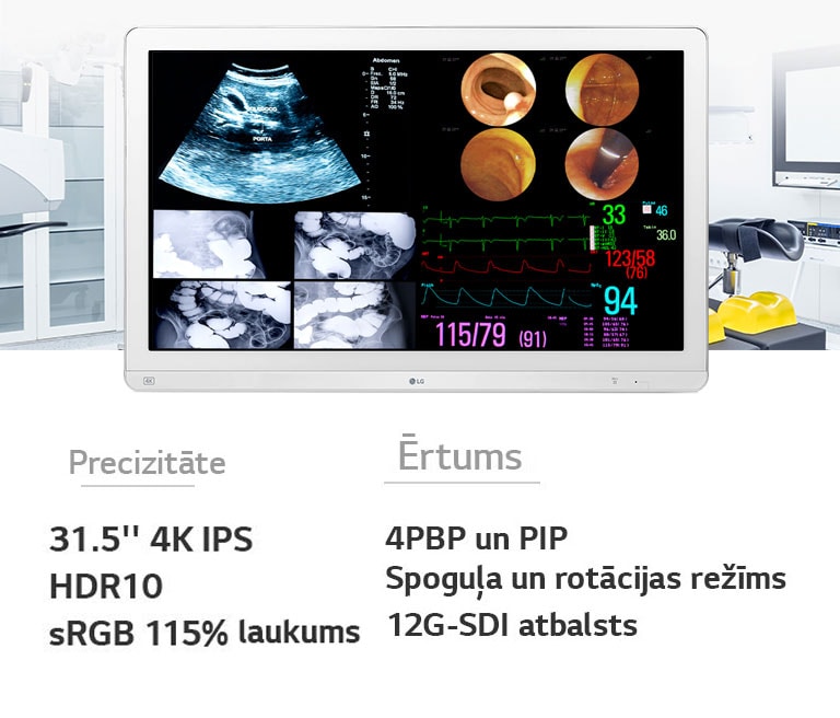 Precizitāte:  31,5 collu 4K IPS/HDR10/sRGB 115 % laukums  Ērtums:  4PBP un PIP / Spoguļa un rotācijas režīms / 12G-SDI atbalsts