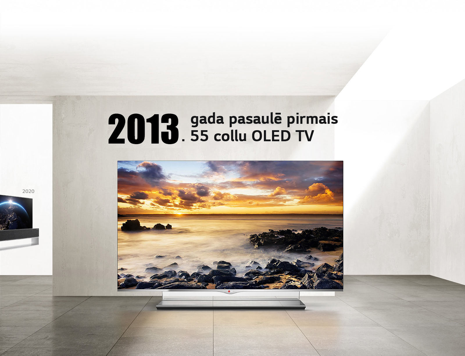 LG TV. Nosaukumā norāde par 2013. gada pasaulē pirmo 55 collu OLED TV.