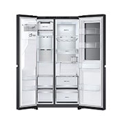 LG Side-by-Side ledusskapis | augstums 1.79m | platums 92.8cm | 628L | Melns | D klase | DoorCooling+™ | InstaView™, front all open, GSXE90EVDD, thumbnail 4