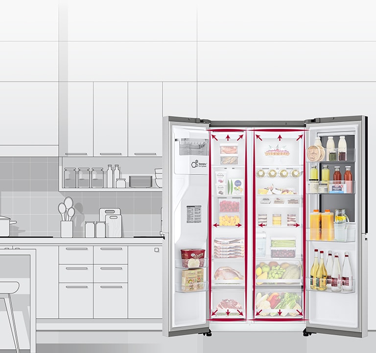 Iekšējās telpas ir iezīmētas ar neona līnijām, un bultiņas sāk izspiest līnijas, lai parādītu, ka iekšpusē tagad ir vairāk vietas.