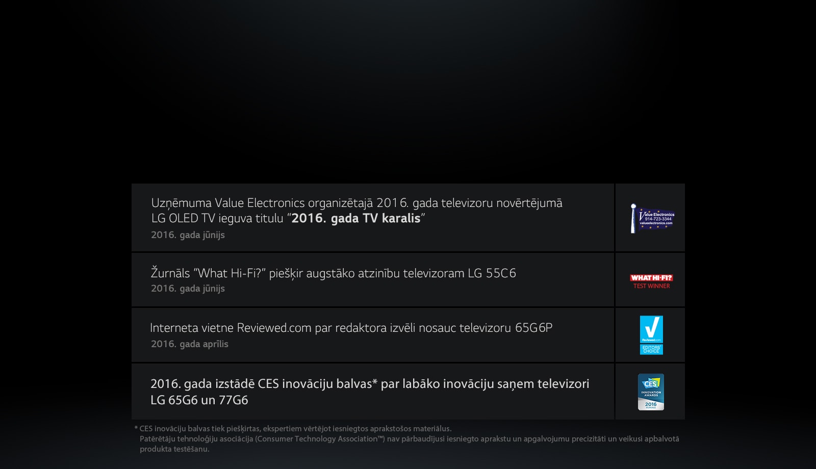 LG OLED TV turpina saņemt godalgas un uzslavas