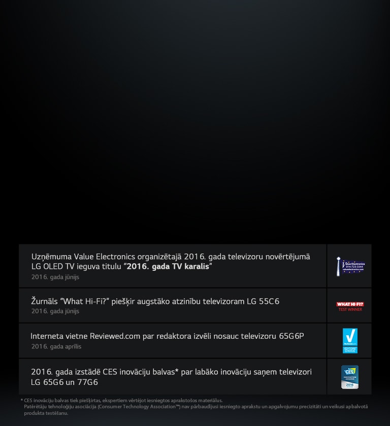 LG OLED TV turpina saņemt godalgas un uzslavas