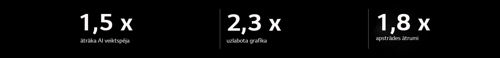 Turpmāk sniegta alpha 8 AI procesora specifikācija salīdzinājumā ar alpha 5 AI procesoru. alpha 8 ir 1,5 X ātrāka AI veiktspēja, 2,3 X uzlabota grafika, 1,8 X lielāki apstrādes ātrumi.