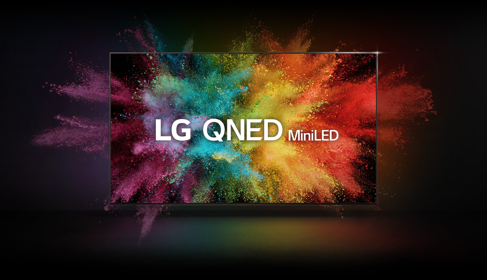 Televizora ekrānā pārklājas aina, kurā redzams krāsu pulvera sprādziens.