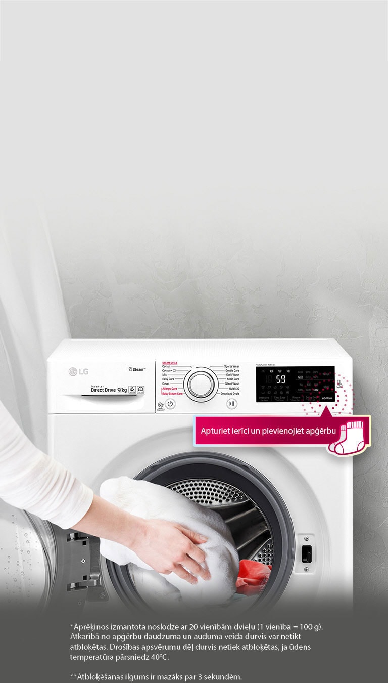 Apturiet ierīci un pievienojiet apģērbu<br>2