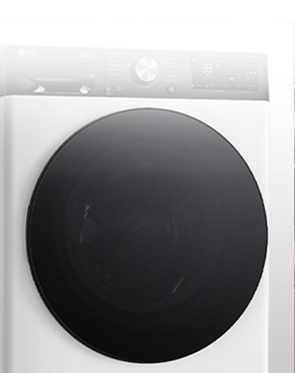 Attēls, kurā redzama veļas mazgājamā mašīna ar skaidri izteiktām rūdīta stikla durvīm.