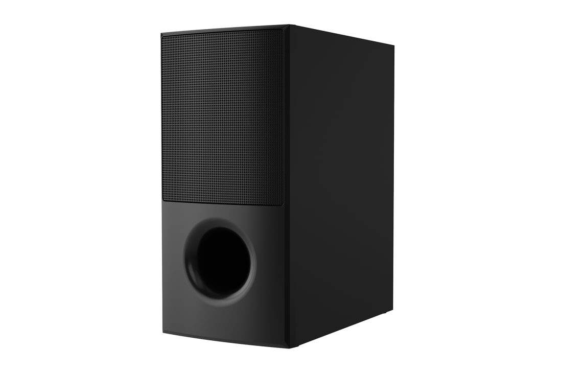 LG 4.1 kanālu Sound Bar audio sistēma ar 600W audio izvadi, skats uz zemo frekvenču pastiprinātāju no labās puses 30 grādu leņķī, SNH5, thumbnail 11