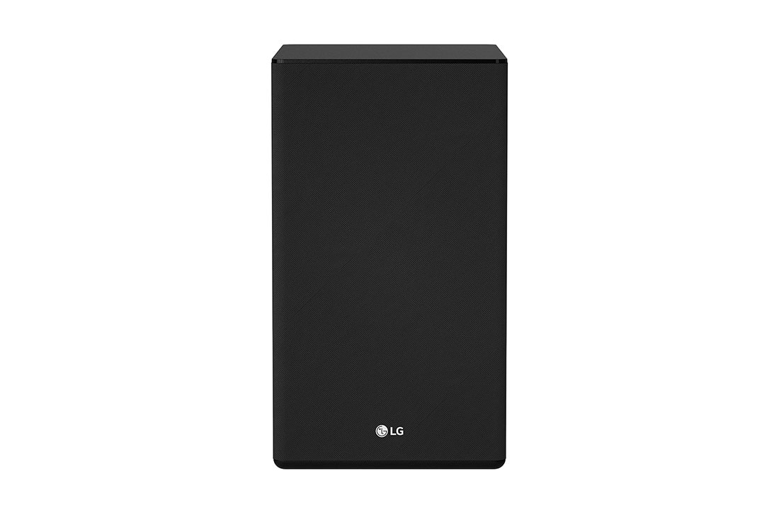 LG 5.1.2 kanālu SoundBar audio sistēma ar Dolby Atmos un 520W audio izvadi, skats no priekšpuses uz zemo frekvenču pastiprinātāju, SN9Y, thumbnail 10