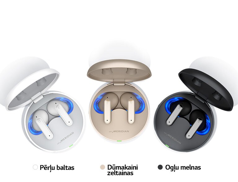 Attēlā no augšpuses redzamas TONE Free melnā, zelta un baltā krāsā zem uzraksta “IZVĒLIETIES SAVU TONI”.