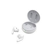 LG TONE Free DFP5W, Atvērts futrālis ar skatu 15&nbsp;grādu leņķī no sāniem, un abas austiņas ir novietotas priekšplānā., TONE-DFP5W, thumbnail 14